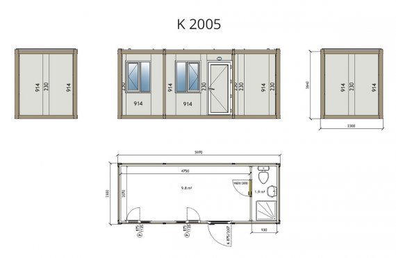 Flat Pack Ofis Konteyneri K2005